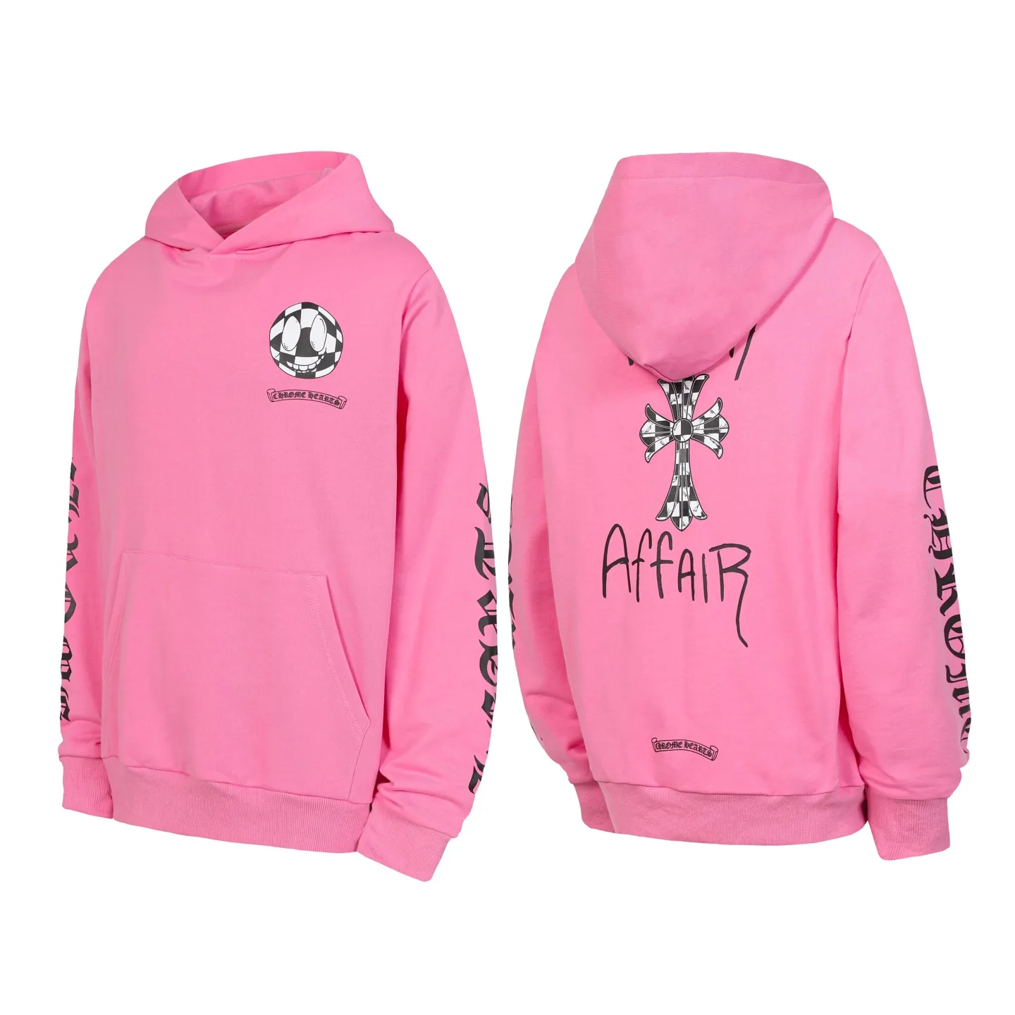 P240 3192 cross-border running quantity model, please do not place an order if you pursue quality - Chrome Hearts/Chrome Heart Cross ✝️ Sanskrit printed hooded sweatshirt - High weight, high density and high quality, soft, delicate and skin-friendly wool, soft and silky to the touch, excellent warmth and skin-friendly properties - Custom-woven and dyed, no color difference, no matter the fabric or workmanship details, it beats the ordinary version on the market - Hardware zipper accessories are all customized, full of details -Color: pink -Size: S M L XL